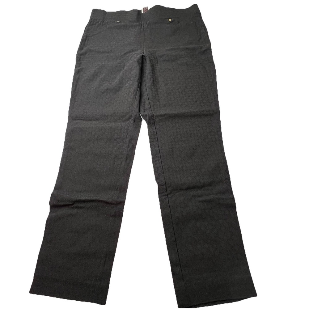 Anne Klein Black  Textured Pull On Rayon Blend Dress Pants Size 6